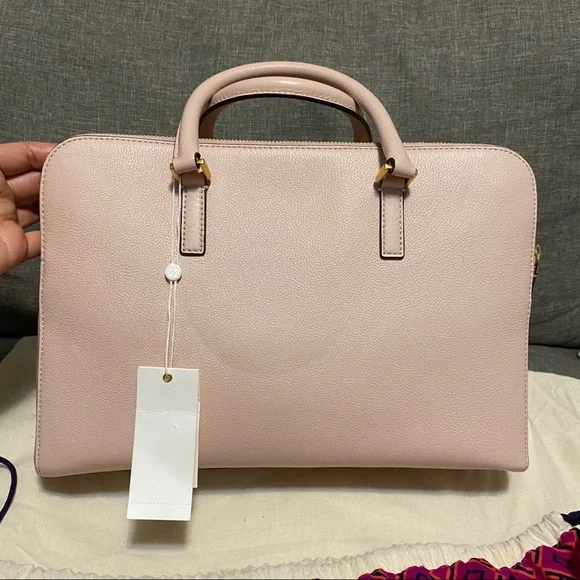 Tory Burch Georgia Double Zip Pebbled shell pink